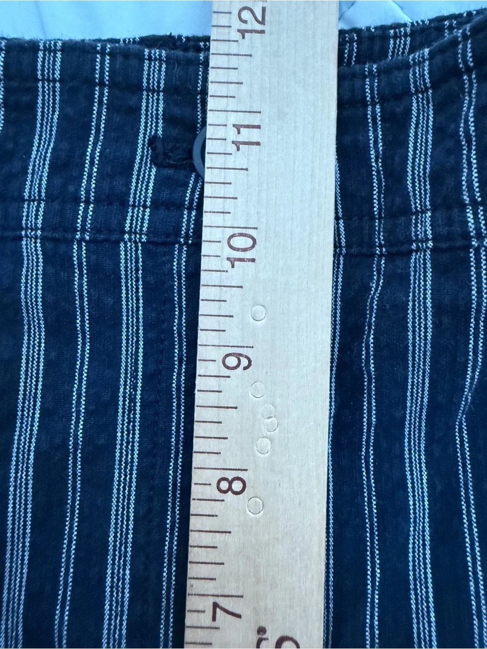 Jones New York Sport Dark Navy White Striped Bermuda Shorts Cotton Stretch 12